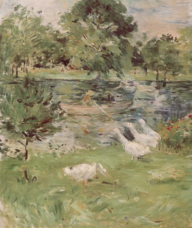 Berthe Morisot The Girl is rowing and goose France oil painting art